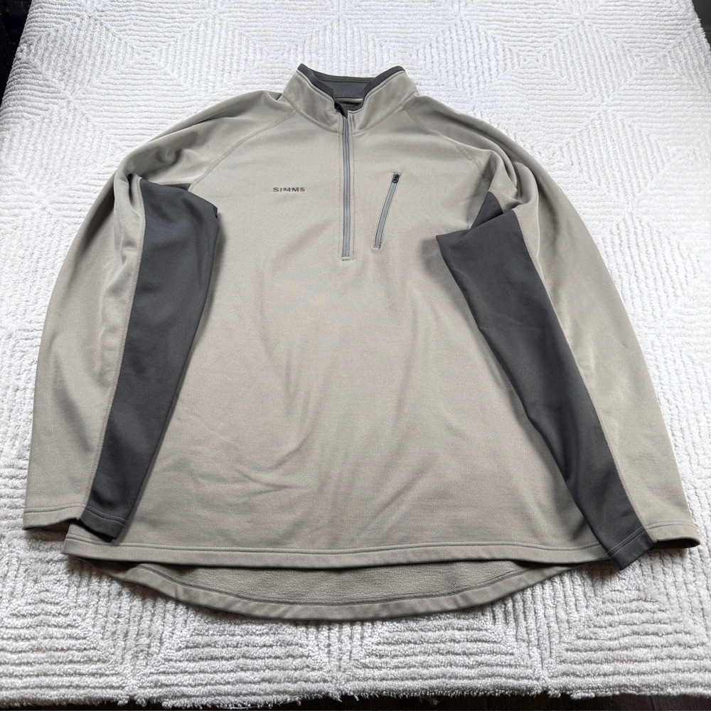 Simms Fishing Products Pullover Men's XL Grey Quarter Zip Fleece Outdoor Layer